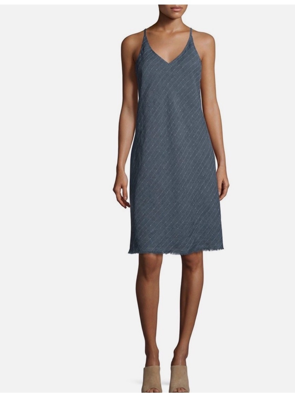 ATM Anthony Thomas Melillo Slate Blue V-Neck Slip Dress